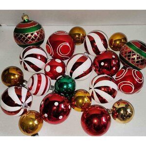 Lot of 17•Mid Century  Christmas Ornaments Aluminum Glass Handpainted Original C